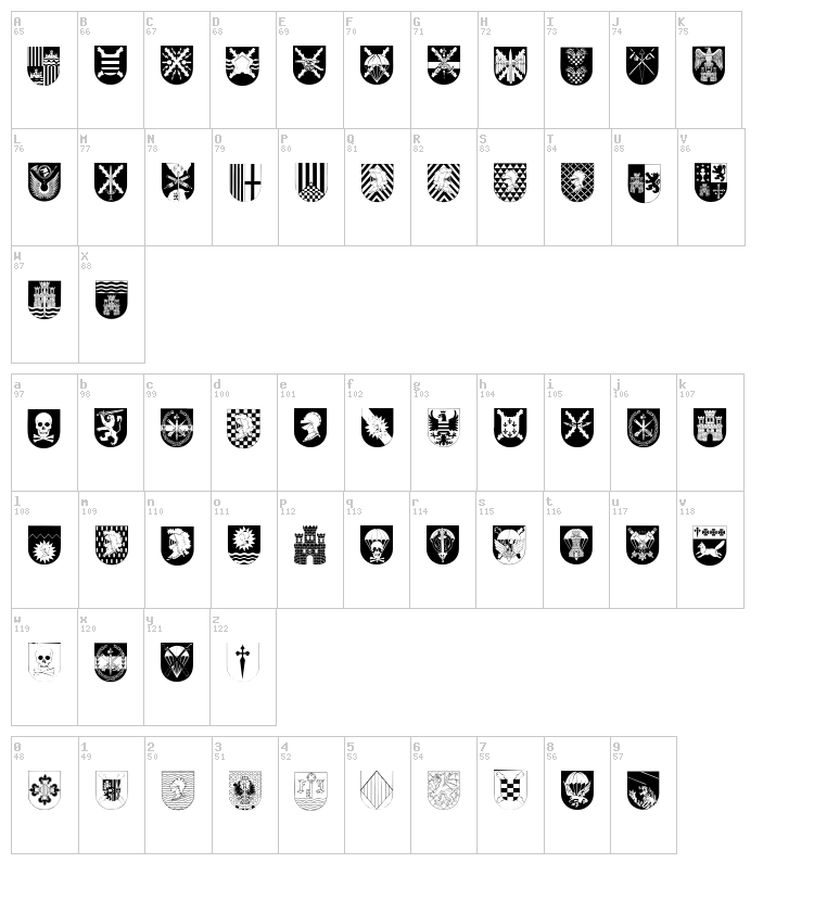 Spanish Army Shields font map